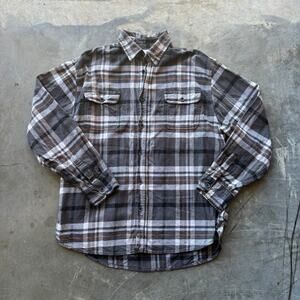 Jachs Heavy Flannel Shirt Men's XL Gray Button Up Long Sleeve Plaid Work Shirt